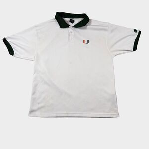 Starter Miami Hurricanes White Polo Shirt Mens Large NCAA Football Canes